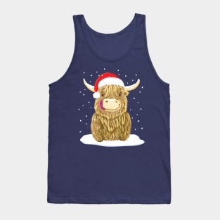 Scottish Highland Cow In The Christmas Snow Tank Top